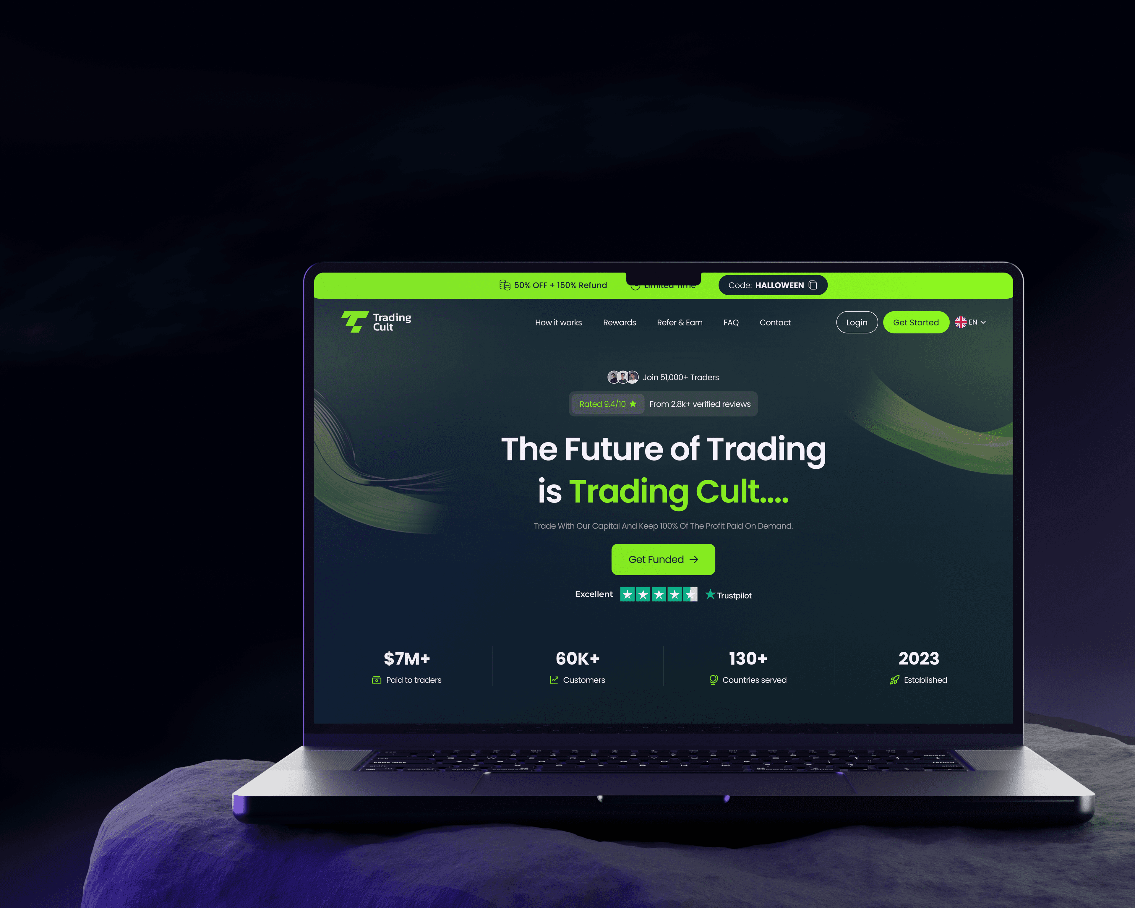 Trading Cult Platform on Laptop